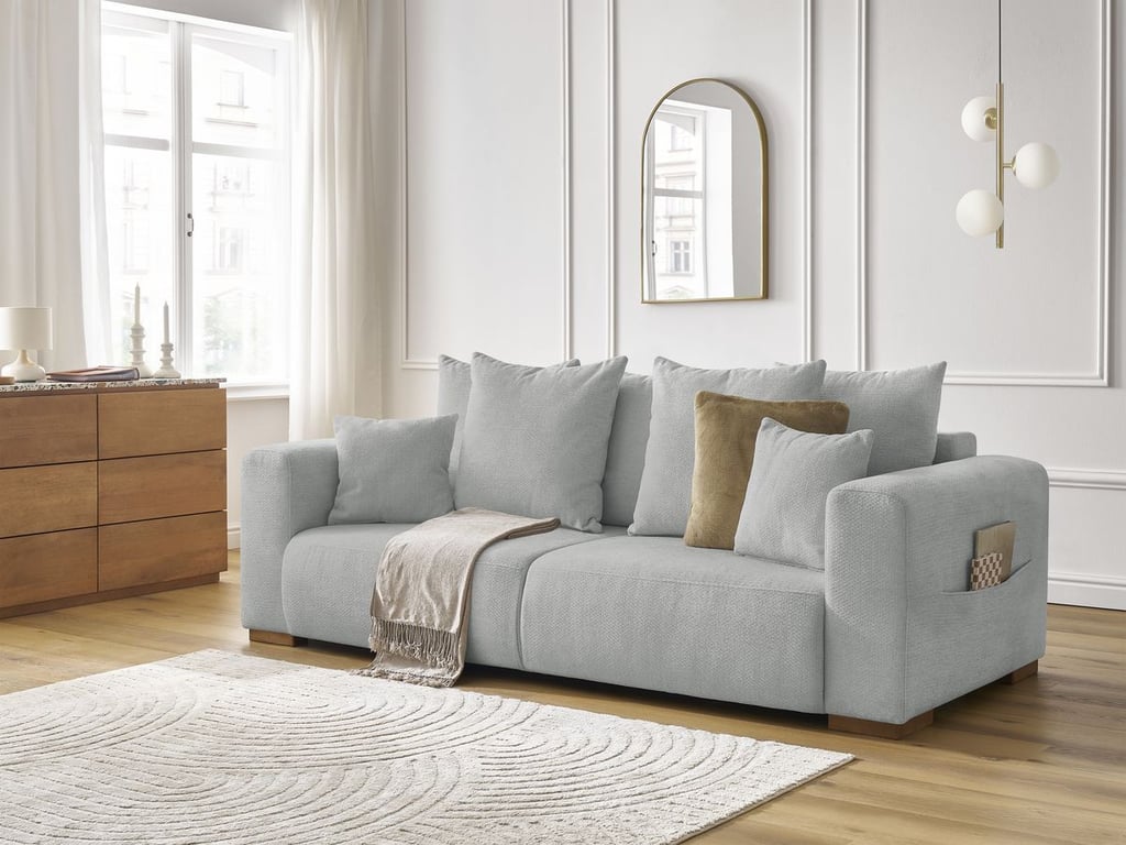 Produit similaire: Canapé droit fixe 3 places SIDONIE tissu chiné gris clair BOBOCHIC