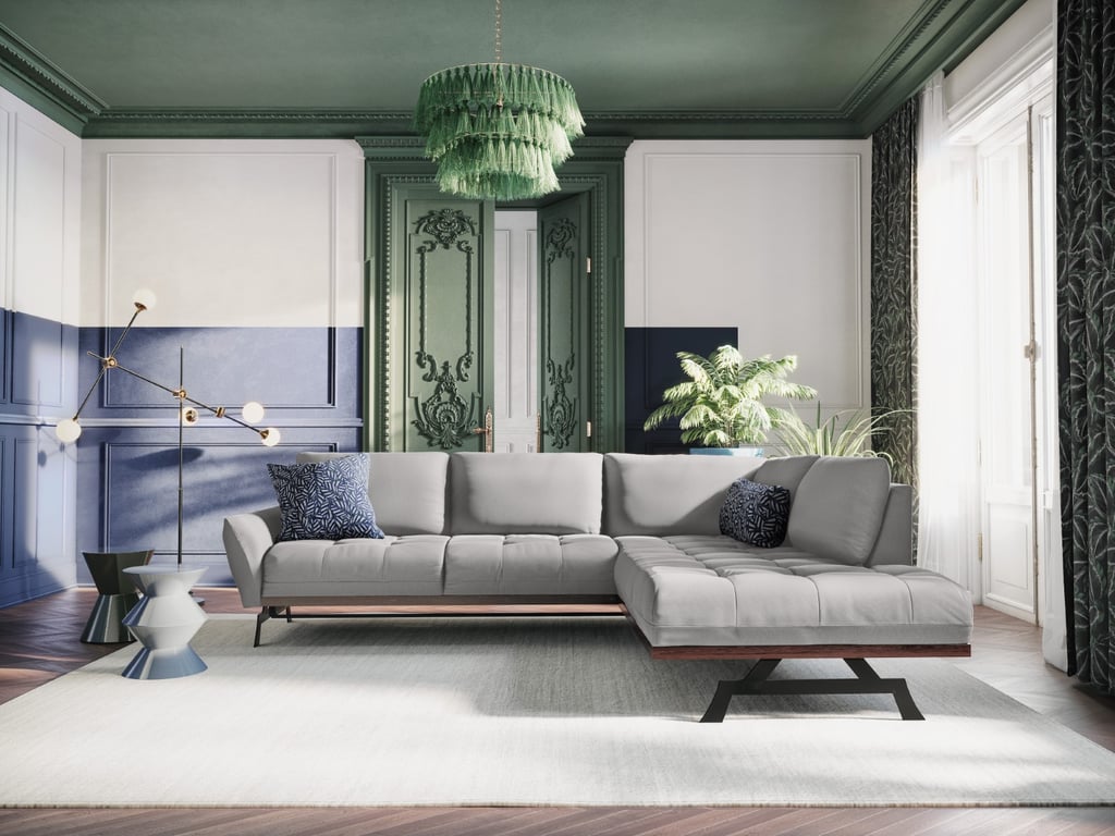 Produit similaire: Canapé d'angle convertible 5 places en tissu structuré gris clair