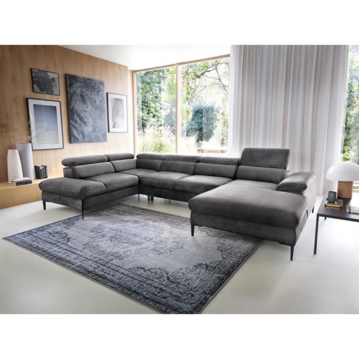 Produit similaire: Canapé d'angle droit panoramique convertible en velours gris anthracite SEPINA de Pascal Morabito