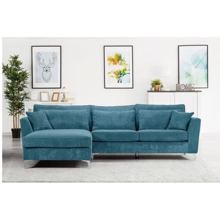 Produit similaire: Canapé d'angle gauche ISLA bleu - Confort moelleux - Déhoussable - 6 places