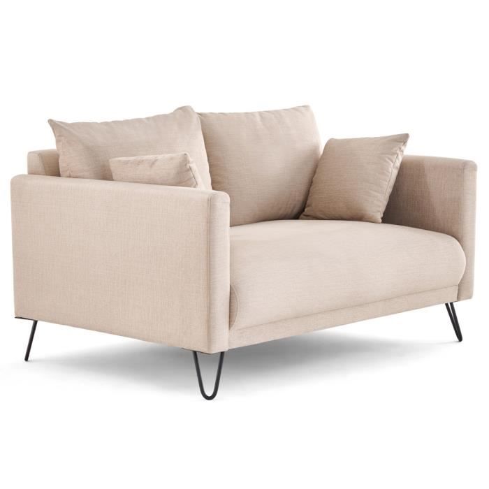 Produit similaire: Ostrava - canapé droit 2 places en velours pieds épingles - Beige