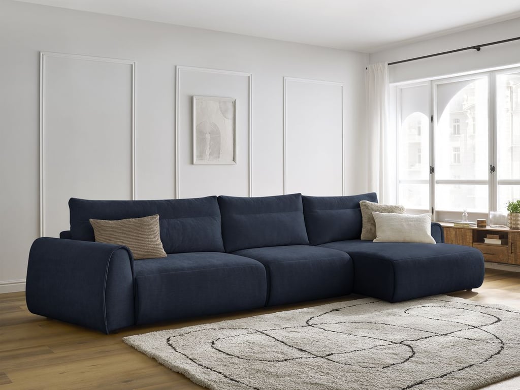 Produit similaire: Canapé grand angle incurvé fixe ADEN bleu foncé angle droit BOBOCHIC 4 places