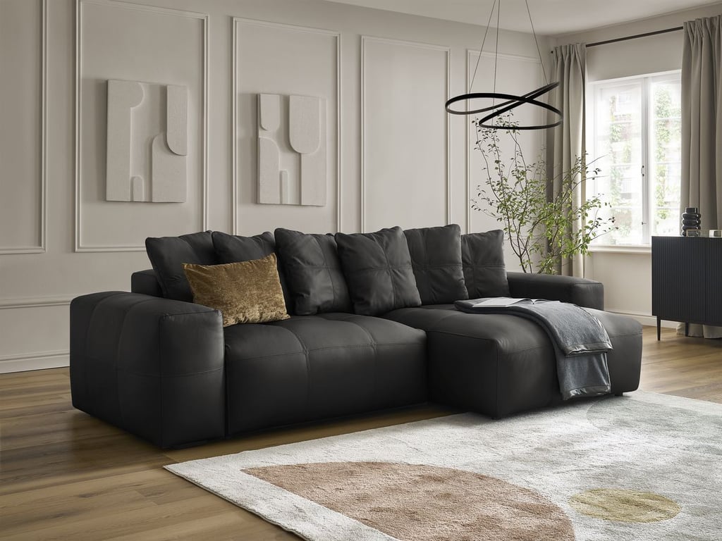 Produit similaire: Canapé d'angle réversible VOLTAIRE cuir de vache noir réversible BOBOCHIC 3 places