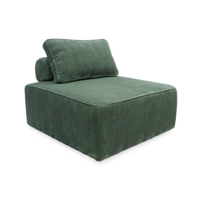 Produit similaire: Chauffeuse  pour canapé modulable velours côtelé vert avec un coussin