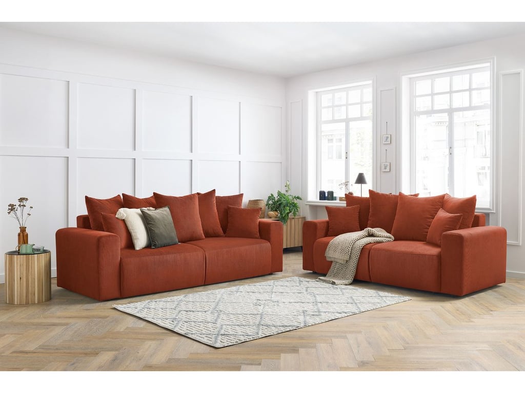 Produit similaire: Ensemble canapé droit fixe 3 + 2 places ENVY velours côtelé orange BOBOCHIC