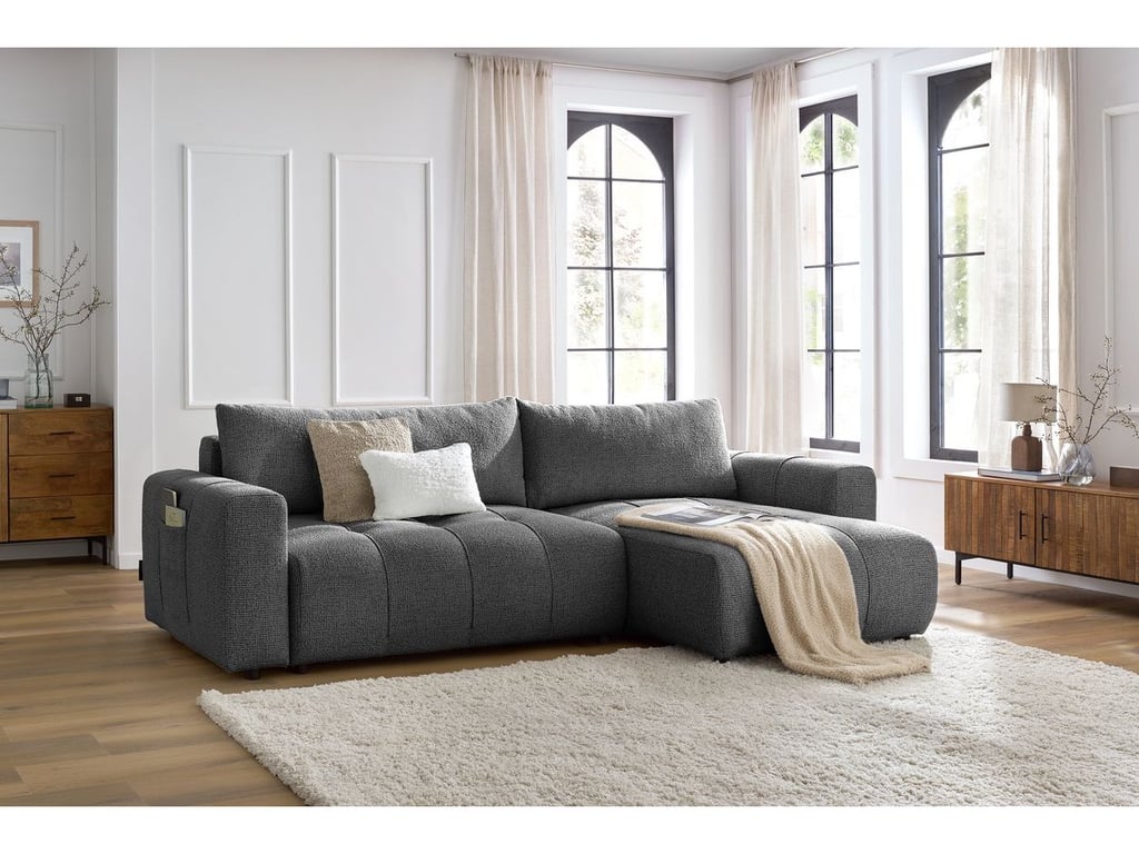 Produit similaire: Canapé d'angle réversible convertible coffre ARSENE gris foncé réversible BOBOCHIC 3 places