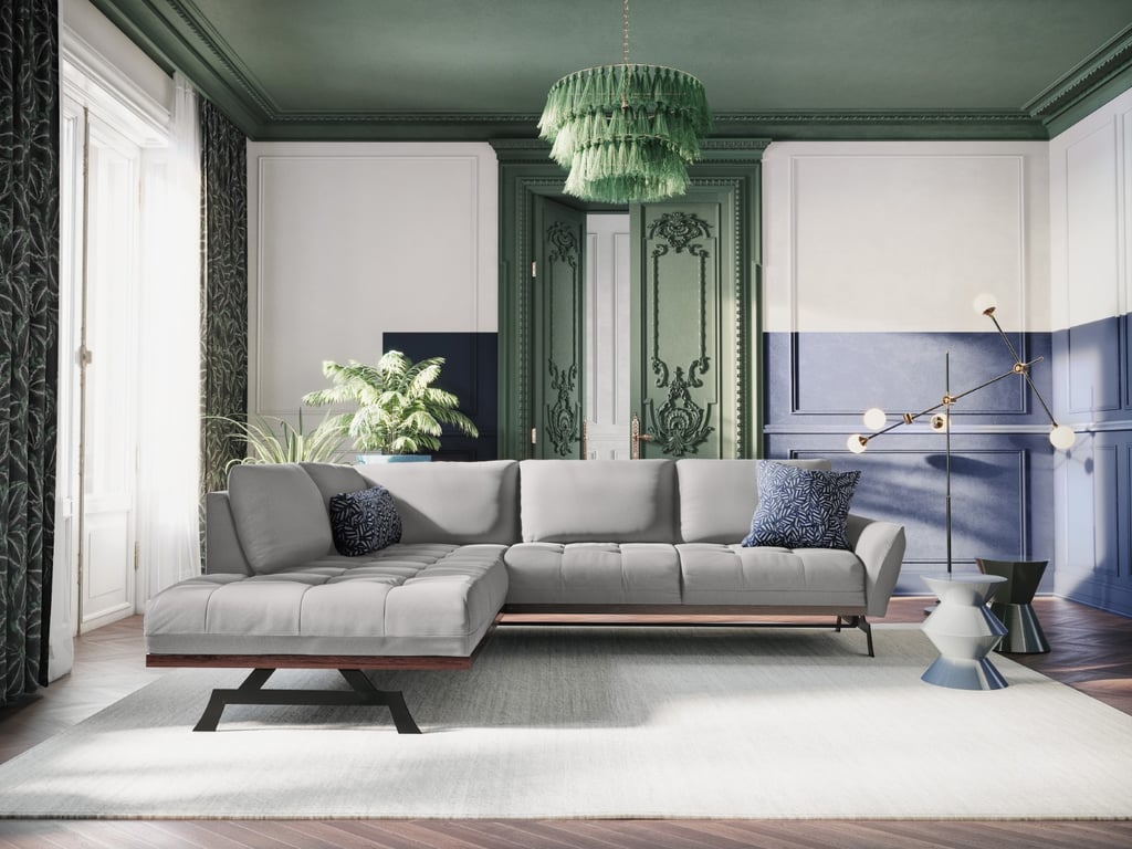 Produit similaire: Canapé d'angle convertible 5 places en tissu structuré gris clair