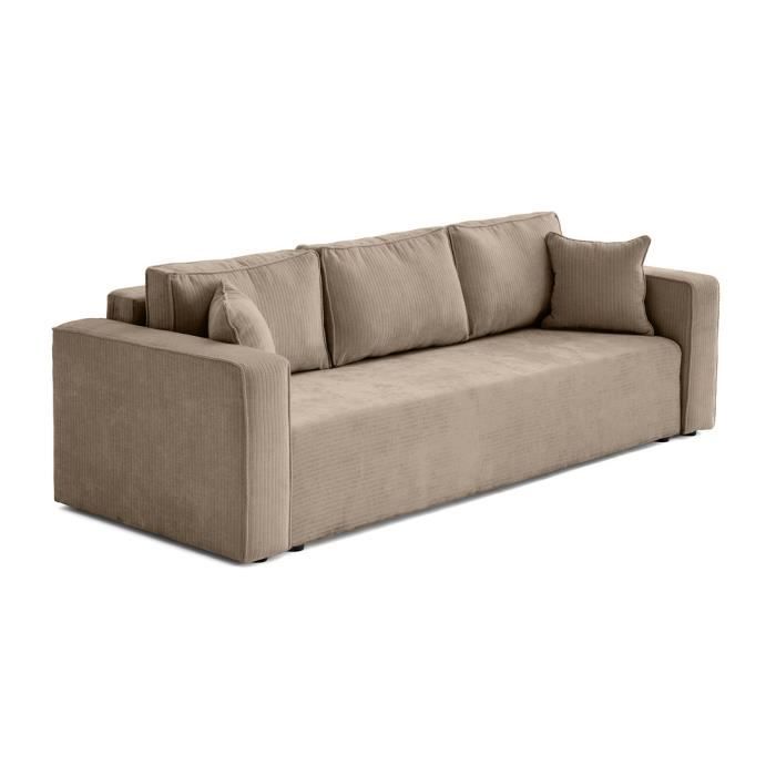 Produit similaire: Topaze - canapé 3 places - convertible avec coffre - en velours côtelé plat - Beige