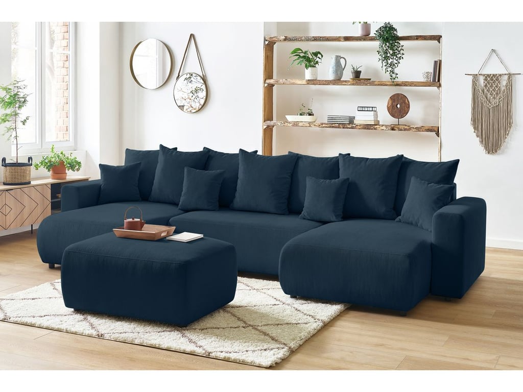 Produit similaire: Canapé panoramique convertible coffre ENVY Velours côtelé avec pouf bleu foncé BOBOCHIC 6 places