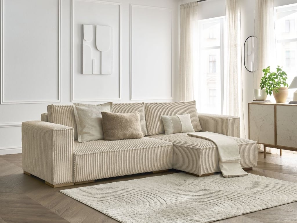 Produit similaire: Canapé d'angle convertible réversible coffre CHELSEA gros côtelé doux taupe réversible BOBOCHIC 3 places