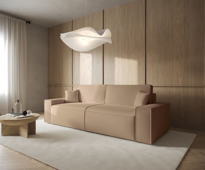 Produit similaire: Canapé convertible 3 places - FARESE - en velours côtelé beige foncé