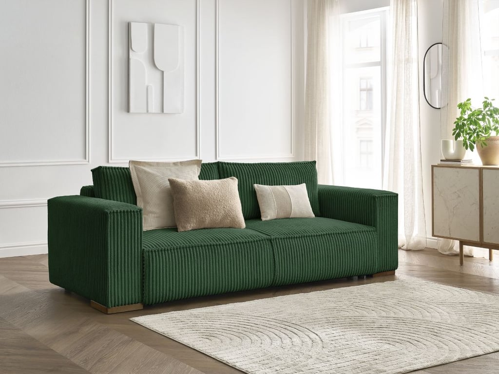 Produit similaire: Canapé droit convertible coffre CHELSEA gros côtelé doux vert BOBOCHIC 3 places