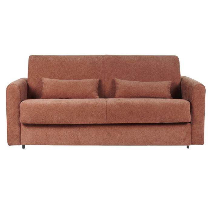Produit similaire: Canapé convertible 3 places en tissu effet velours terracotta avec matelas 13 cm LETTO