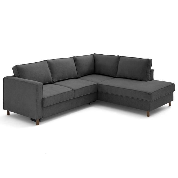 Produit similaire: Jake - canapé d'angle droit 5 places convertible en tissu velours relief - Gris Anthracite