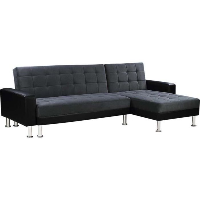 Produit similaire: Canapé d'angle convertible et réversible "Theo" - 4 places - Noir / Gris