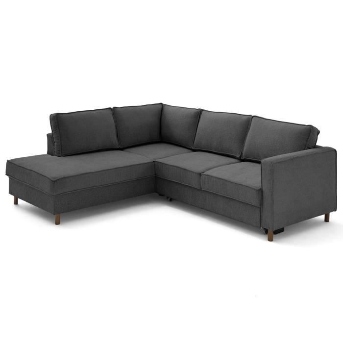Produit similaire: Jake - canapé d'angle gauche 5 places convertible en tissu velours relief - Gris Anthracite
