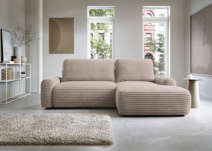 Produit similaire: Canapé d'angle en forme de L avec fonction de couchage - ALFERIA - velours côtelé - beige - côté droit