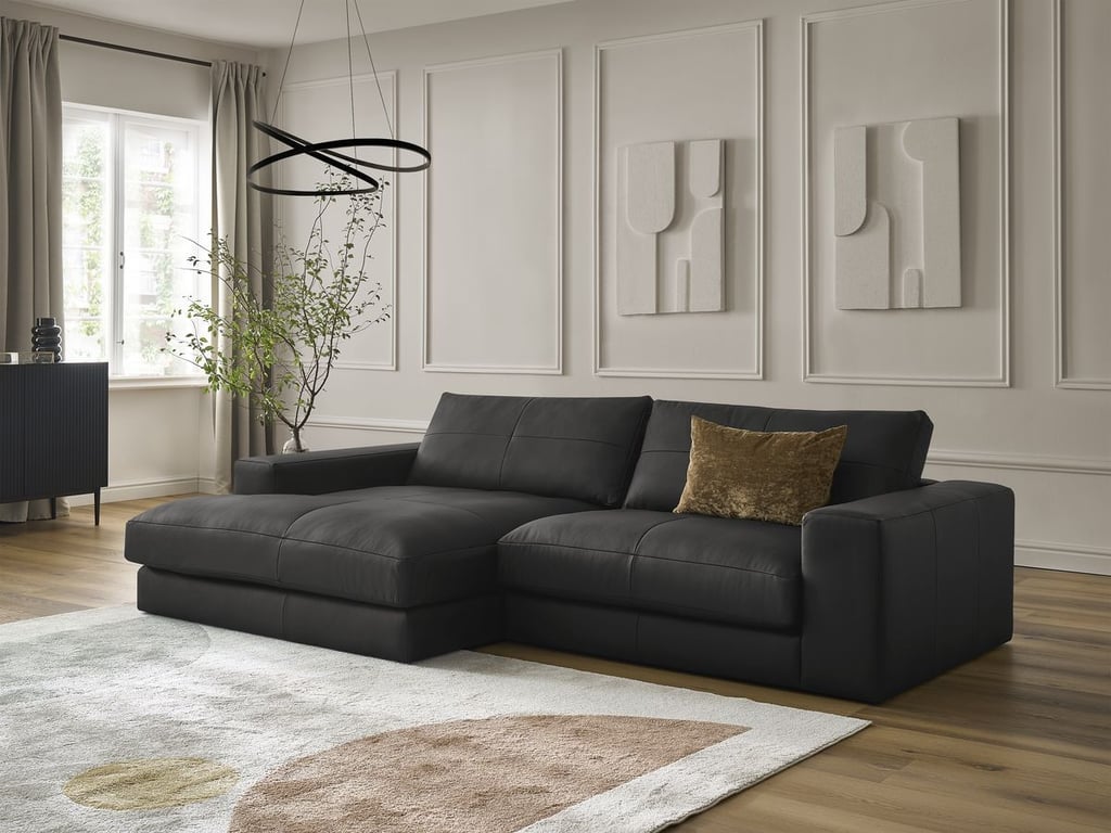 Produit similaire: Canapé d'angle fixe LEONARD cuir de vache noir angle gauche BOBOCHIC 3 places