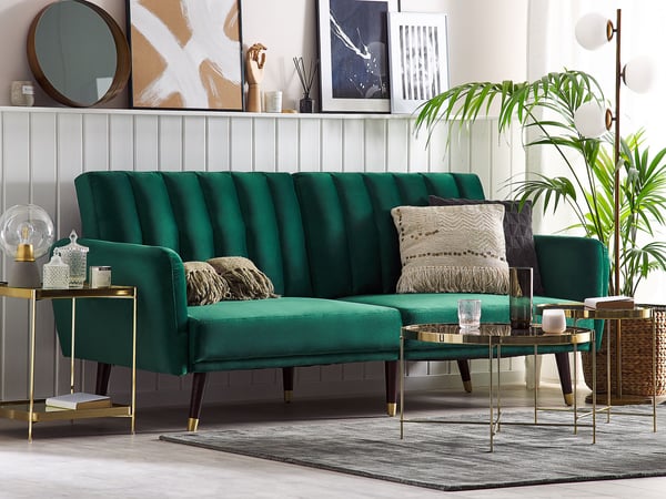 Vimmerby - Canapé convertible velours Vert