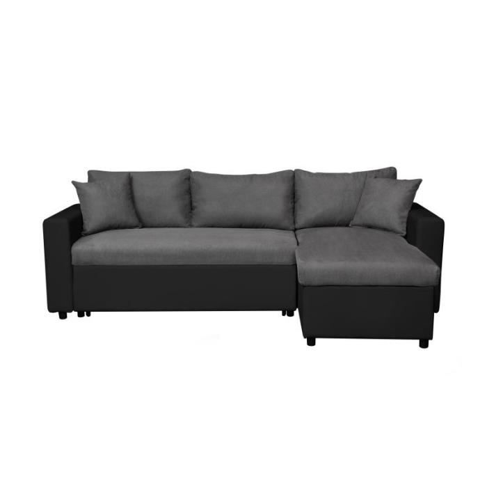 Produit similaire: Canapé d'Angle MARIA Réversible et Convertible avec Coffre en simili et microfibre - Gris/Noir - L227 x P146 x H81cm - LOUNGITUDE