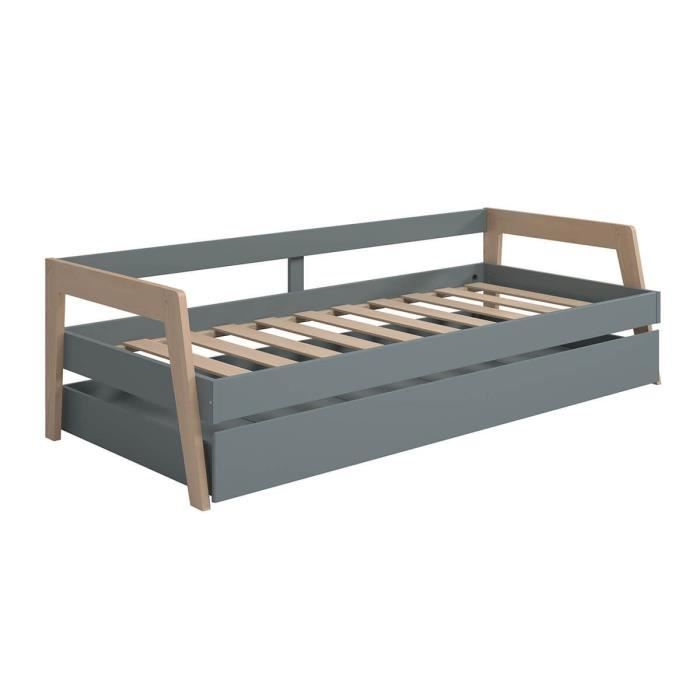 Produit similaire: HOARA - Lit Banquette 90x200cm avec Tiroir en MDF et Pin Coloris Gris Vert et Naturel