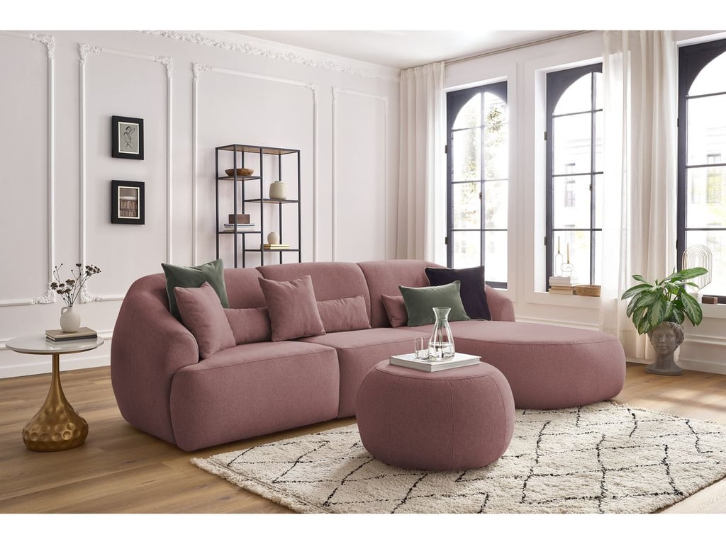 Produit similaire: Canapé Alesia - Angle fixe avec pouf tissu chiné rose angle droit BOBOCHIC 4 places