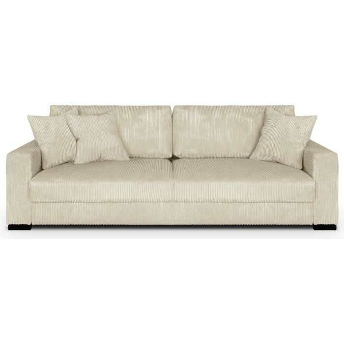 Produit similaire: Canapé convertible 3 places en velours côtelé beige avec coffre de rangement - Robin