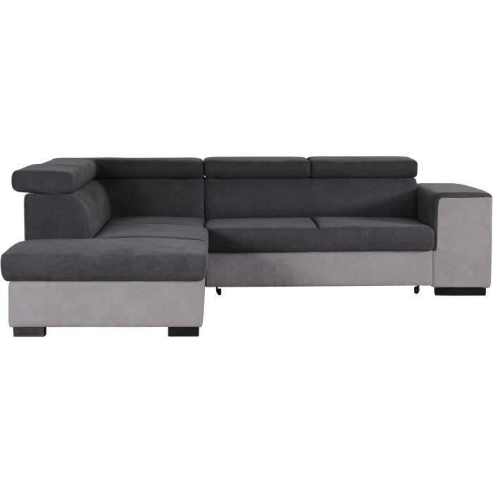 Produit similaire: Canapé d'angle gauche convertible + coffre 5 places - Tissu gris - L 271 x P 220 x H 77 cm - ARMSTRONG - Fabriqué en Ukraine