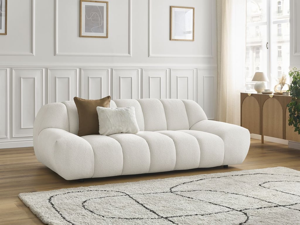 Produit similaire: Hayden canapé droit fixe 2 places tissu bouclette blanc