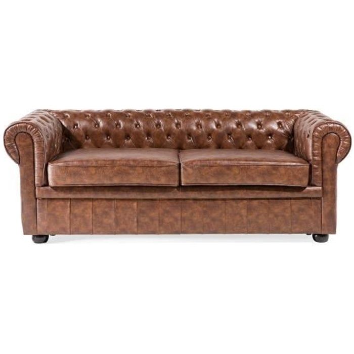 Produit similaire: Canapé 3 places vintage en simili-cuir marron CHESTERFIELD - BELIANI