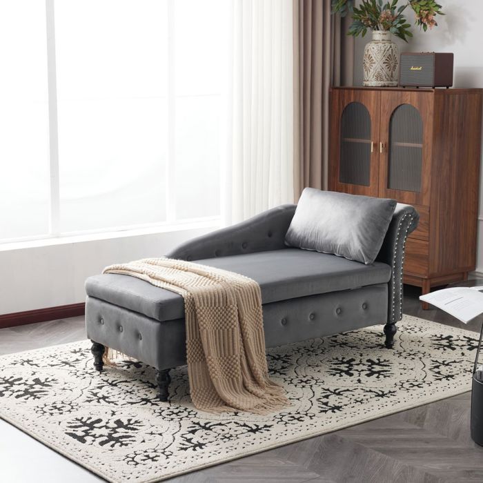 Produit similaire: Méridienne canapé simple Avec espace de rangemen - SWEIKO -  Velours - Gris