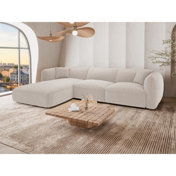 Canapé Camilio angle 7 places tissu beige