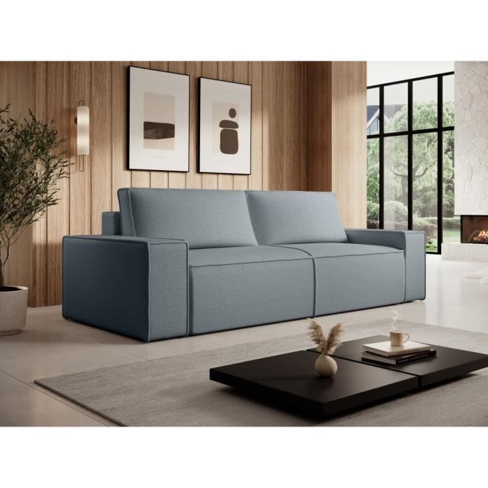 Produit similaire: Canapé 4 places convertible en velours texturé bleu AMELIA
