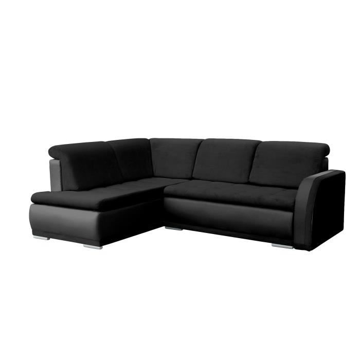 Produit similaire: Canapé d'angle convertibles 3 places tissu + simili cuir VERO II (Noir, Canapé d'angle gauche)