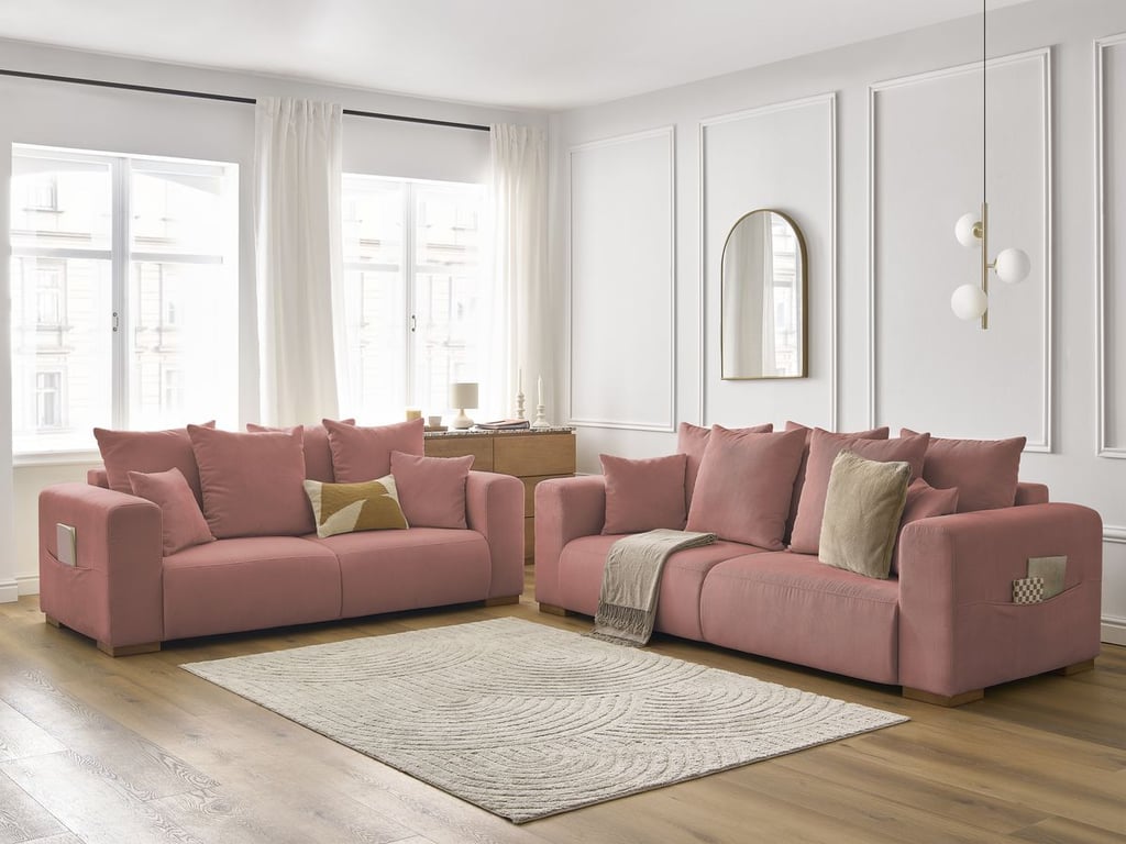Produit similaire: Ensemble canapé droit fixe 3 + 2 places SIDONIE velours côtelé rose BOBOCHIC