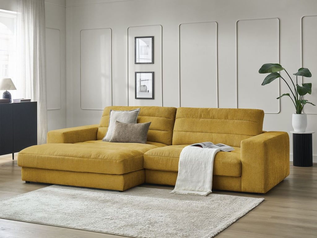 Produit similaire: Canapé d'angle fixe SIERRA tissu texturé jaune angle gauche BOBOCHIC 3 places