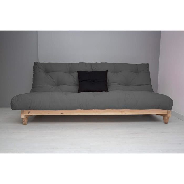 Produit similaire: Canapé lit convertible Zúrich Naturel, Futon gris, 107 x 140 x 82 cm.