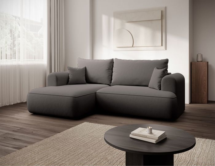 Produit similaire: Canapé d'angle convertible - OVO MINI - en velours gris foncé- côté gauche