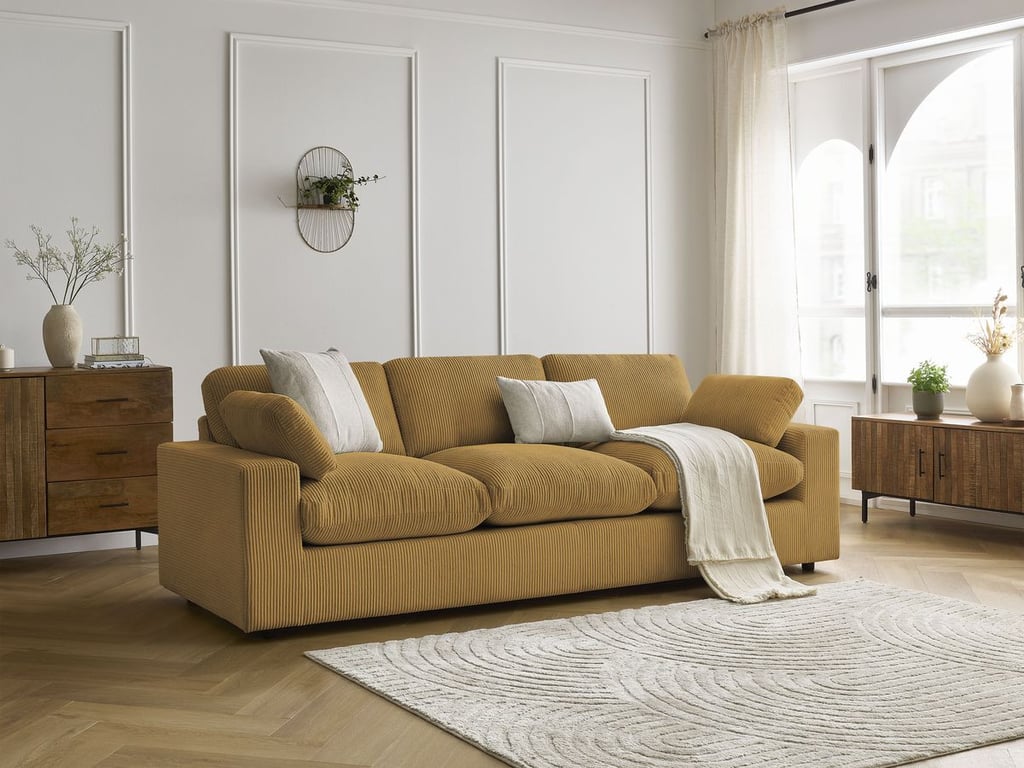 Produit similaire: Canapé droit fixe 3 places BELAIR velours côtelé jaune BOBOCHIC