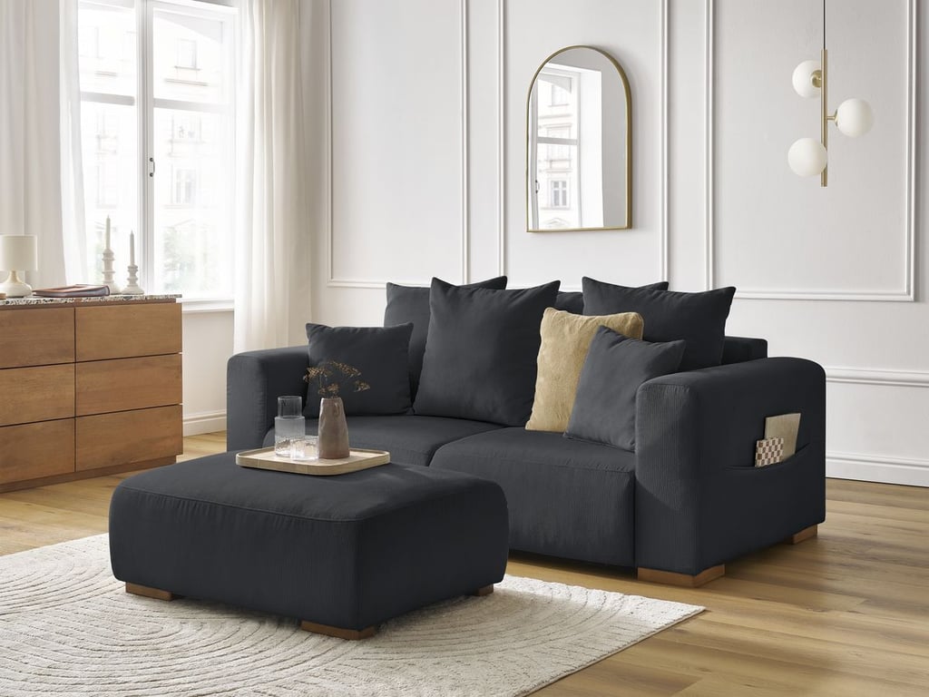 Produit similaire: Sidonie canapé droit fixe 2 places velours côtelé noir