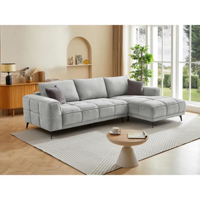Produit similaire: Canapé d'angle droit en tissu texturé gris clair KIPAMBA