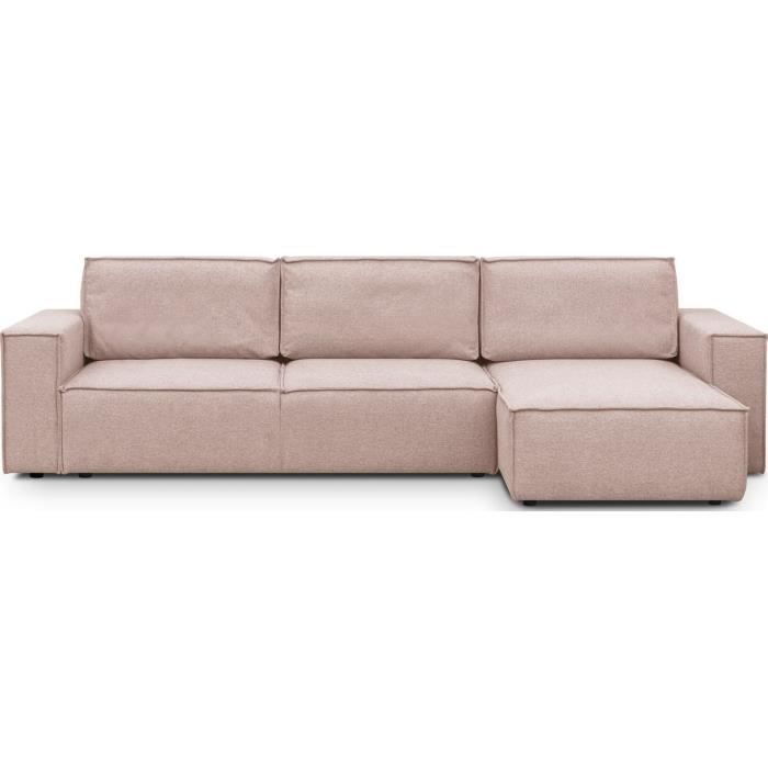 Produit similaire: Canapé d'angle 5 places convertible réversible avec coffre de rangement en tissu rose - Harper New
