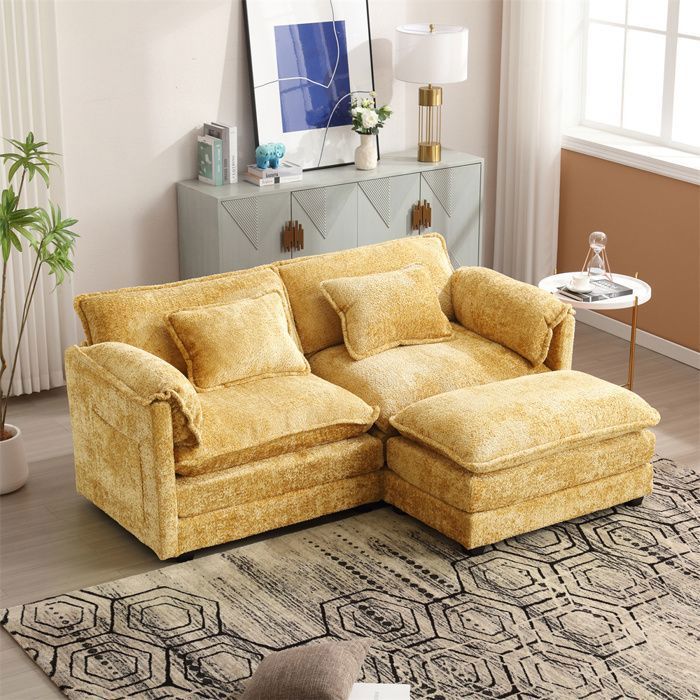 Produit similaire: Canapé d'angle réversible  2/3 places en tissu chenille,Canapé avec coussins,repose-pieds pour salon,chambre à coucher,Jaune