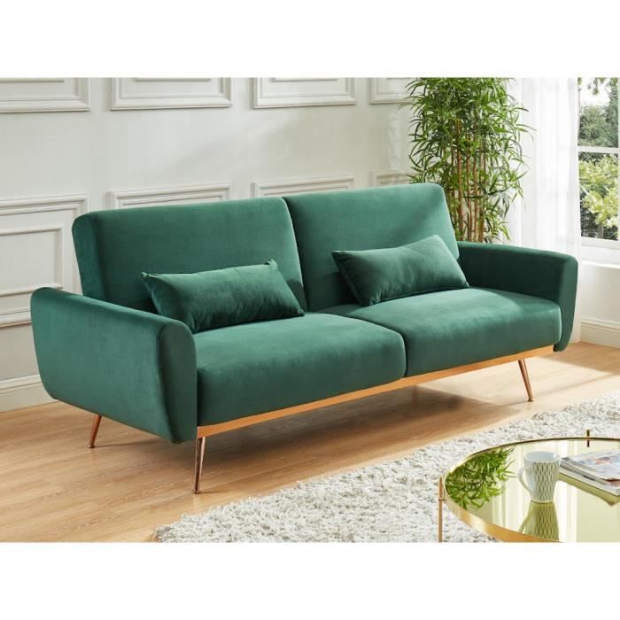 Produit similaire: Canapé Convertible Velours Vert sapin - Vente-unique - LAUNEI