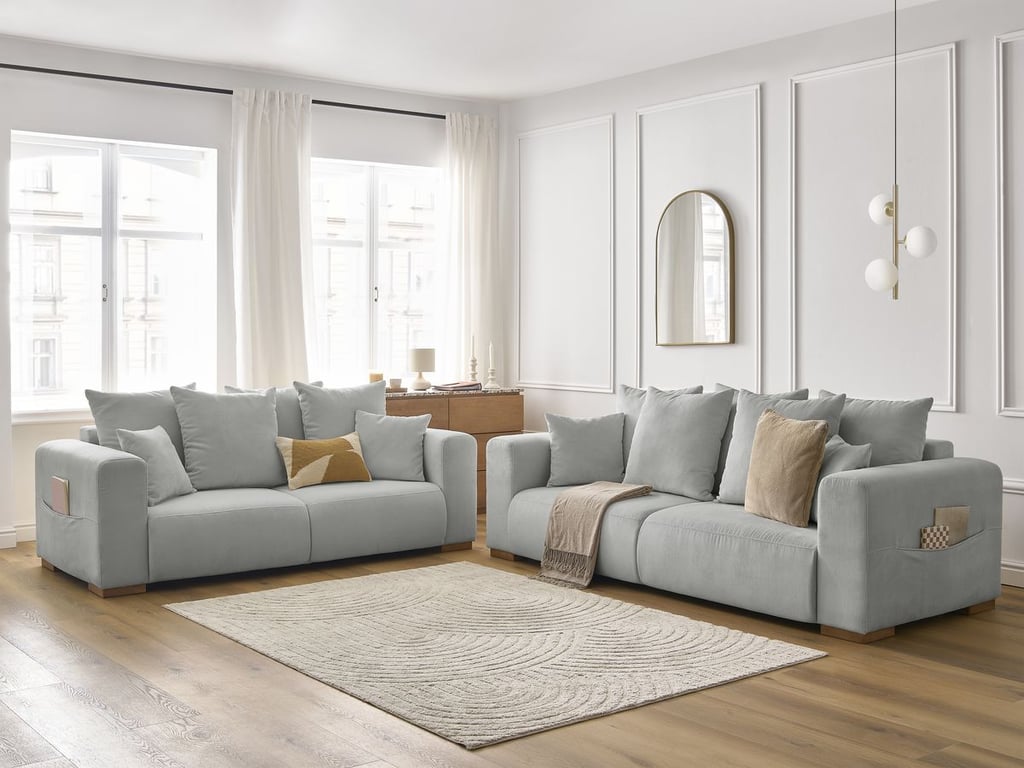 Produit similaire: Sidonie ensemble canapé droit fixe 3 + 2 places velours côtelé gris clair