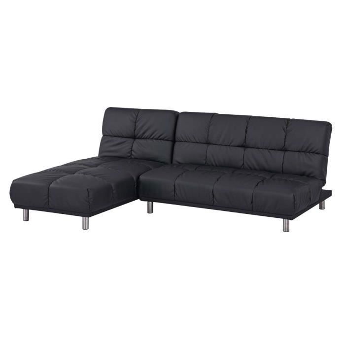 Produit similaire: Angle Canapé-lit 2 places + meridienne réversible gauche - droite pour couchage d’appoint taille 120 x 229 cm en PU noir - MELLOW