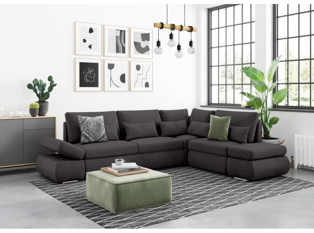 Produit similaire: Canapé d'angle réversible SEBASTIAN convertible avec coffre en velours côtelé