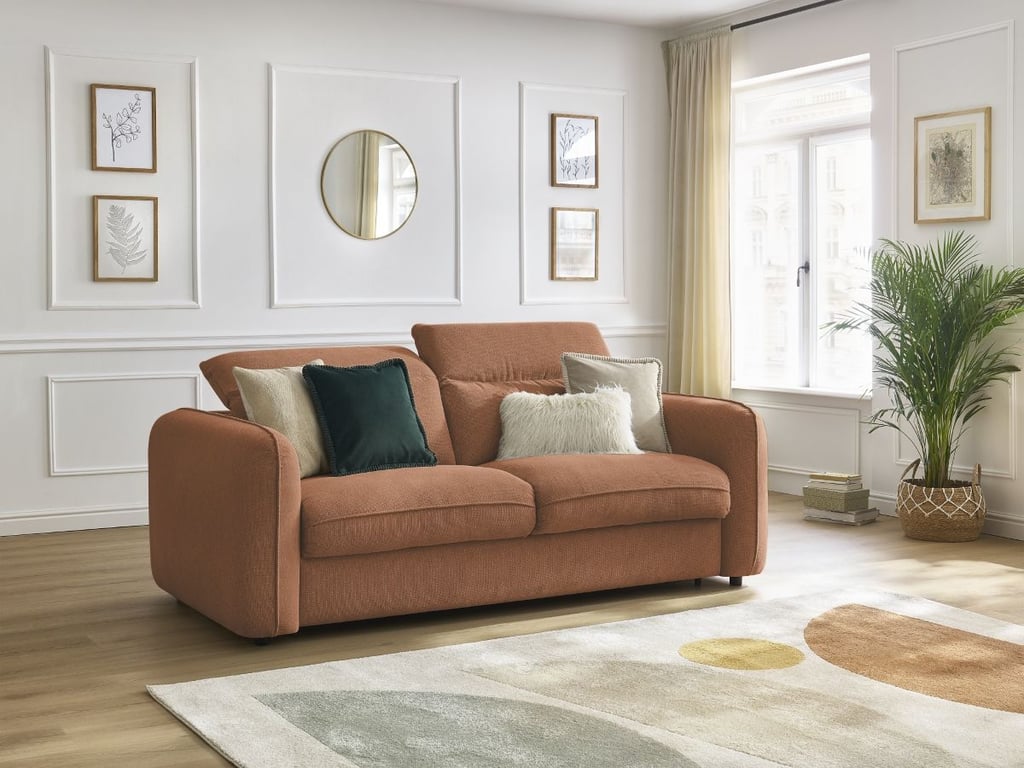 Canapé droit convertible express ACHILLE orange 160x200  BOBOCHIC 3 places
