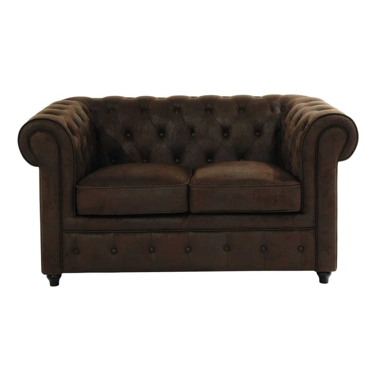 Produit similaire: Canapé capitonné 2 places en suédine marron