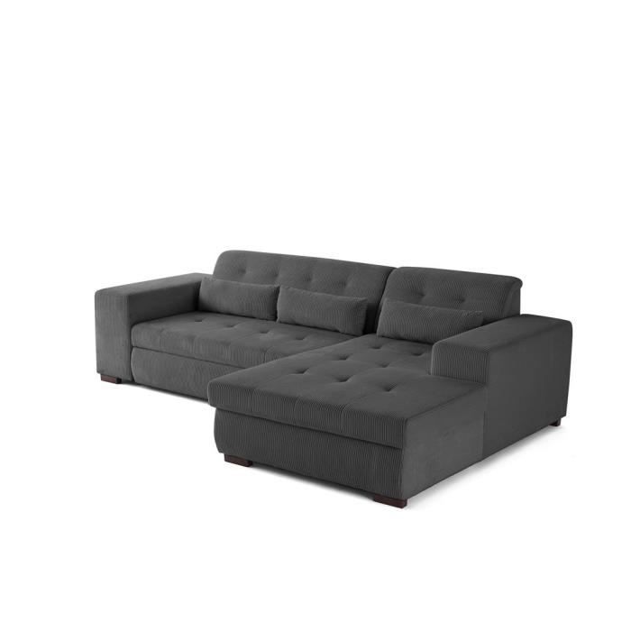 Produit similaire: Vermont - canapé d'angle droit - 4 places - convertible avec coffre - en velours côtelé - Gris foncé